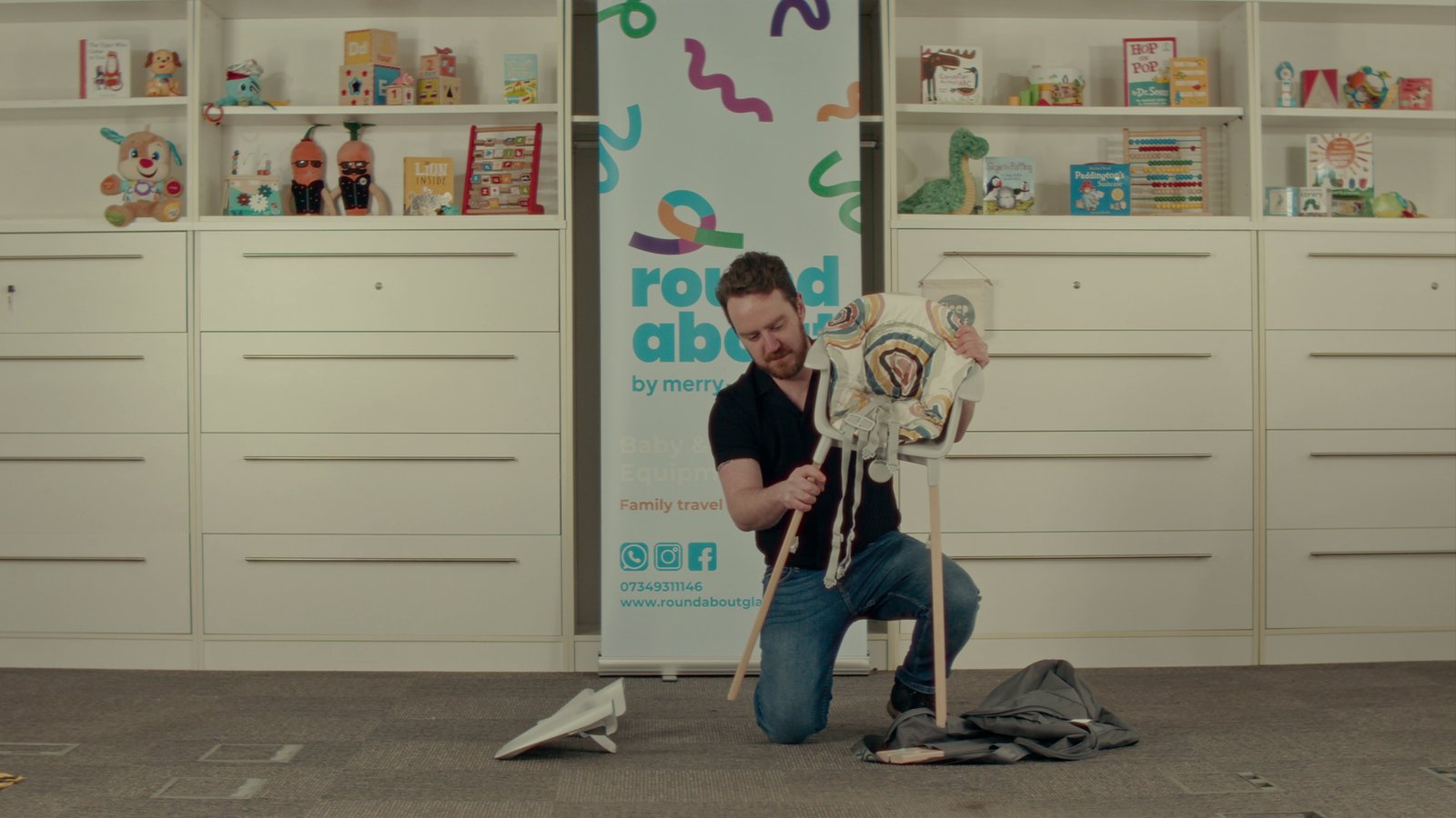 An instructional video created for Merry-go-round, showing how to use baby equipment.